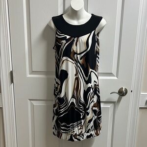 Cache size 8 Black and Brown Swirl Mini Dress